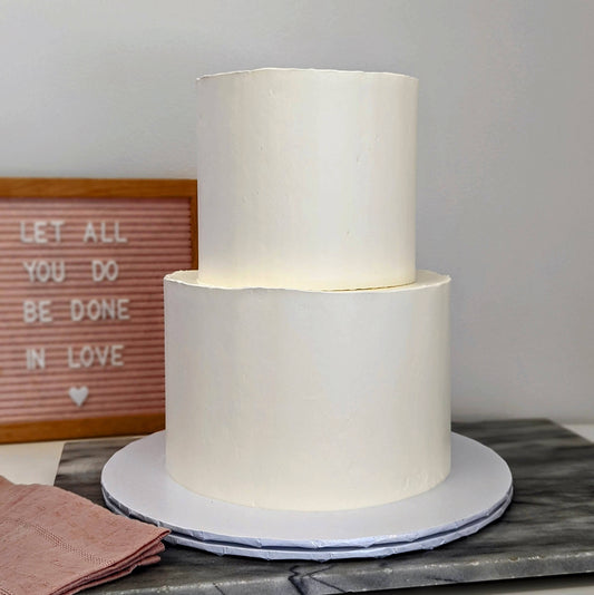 2 Tier White Wedding Cake